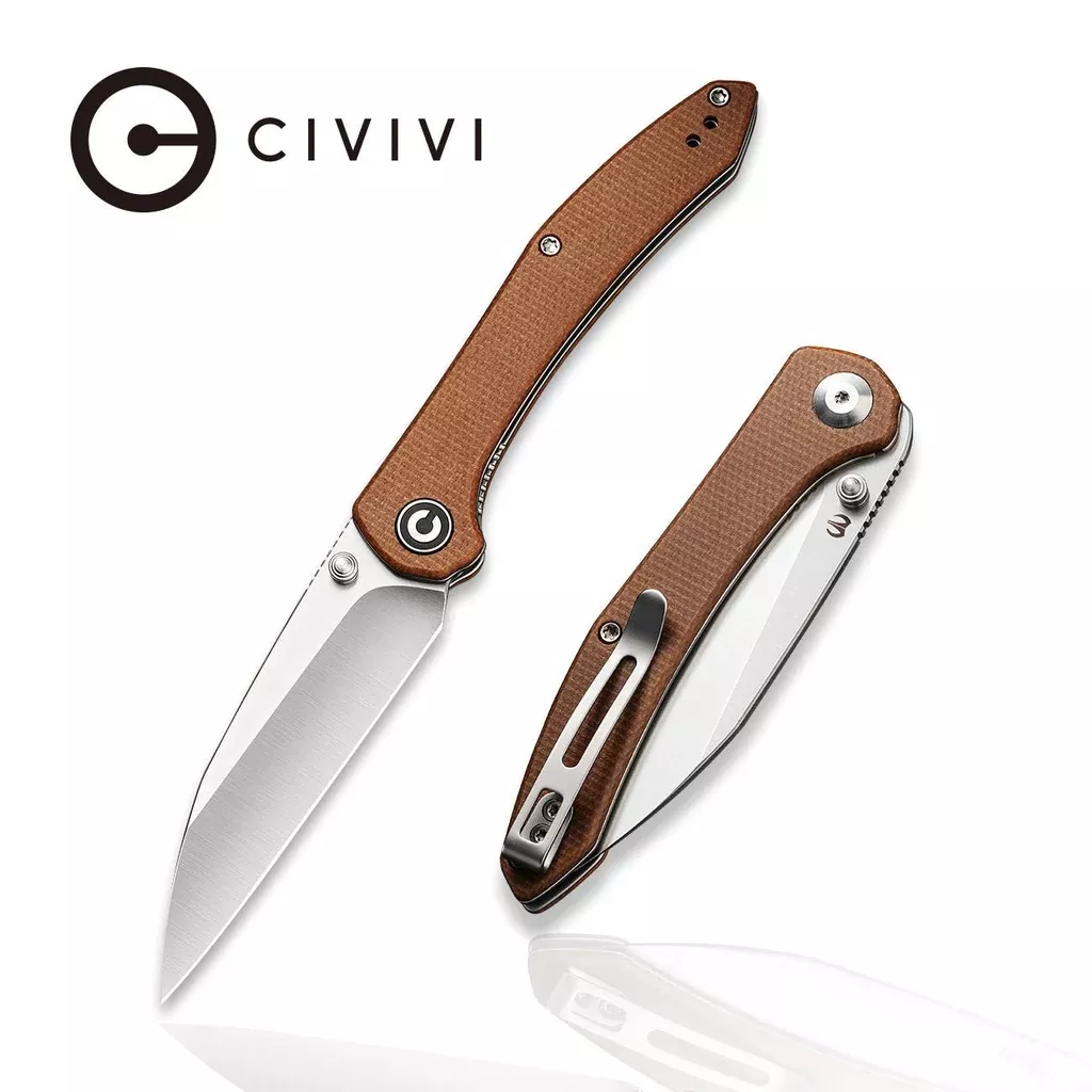 CIVIVI Hadros Thumb Stud Knife Micarta Handle (3.35″ 10Cr15CoMoV Blade) C20004-2