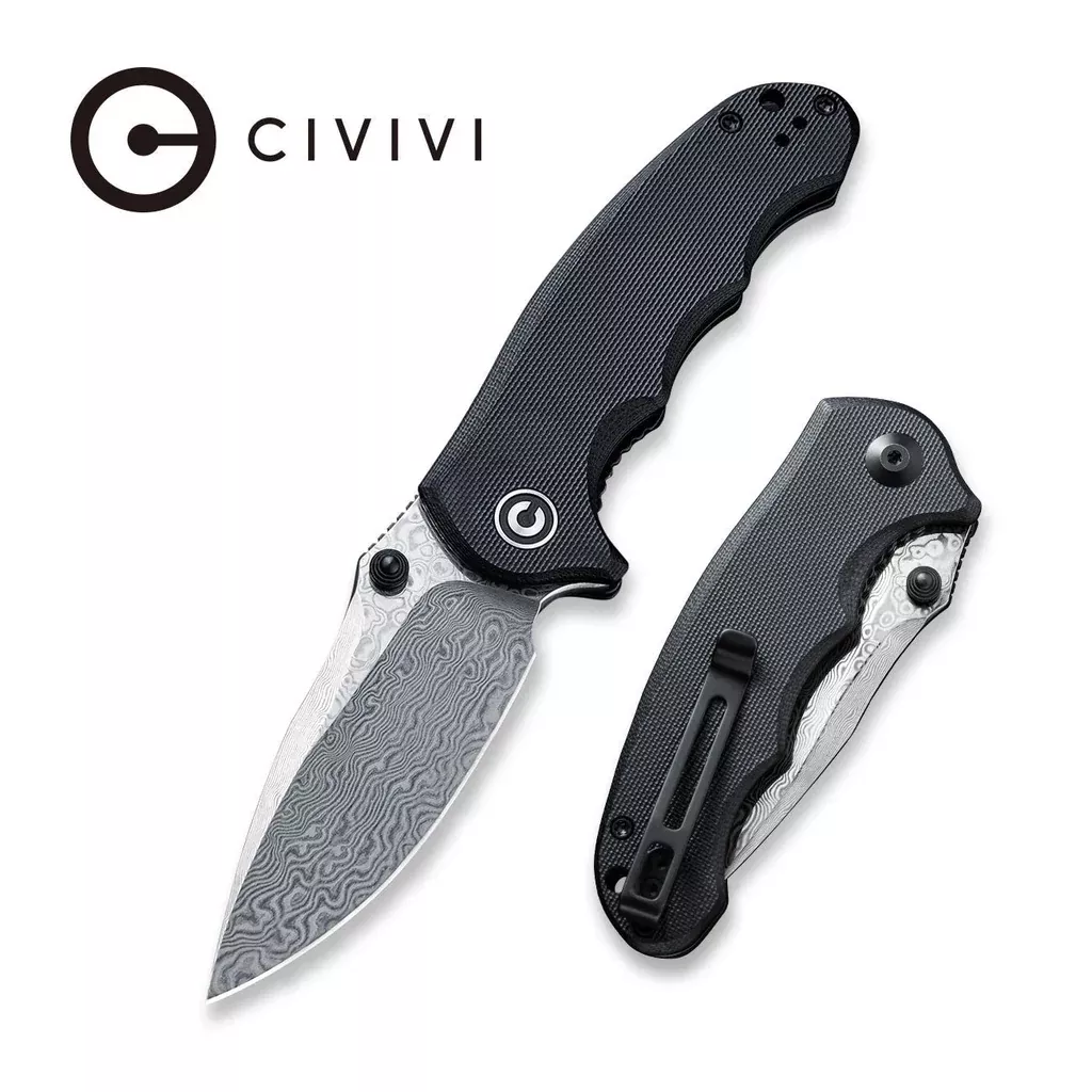 CIVIVI Hooligan Thumb Stud Knife G10 Handle (2.98” Damascus Blade) C913DS-1