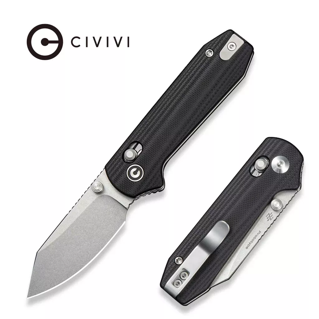 CIVIVI Lil Yonder Thumb Stud & Crossbar Lock Knife Black G10 Handle (2.44″ Stonewashed 14C28N Blade) C25025B Sample2