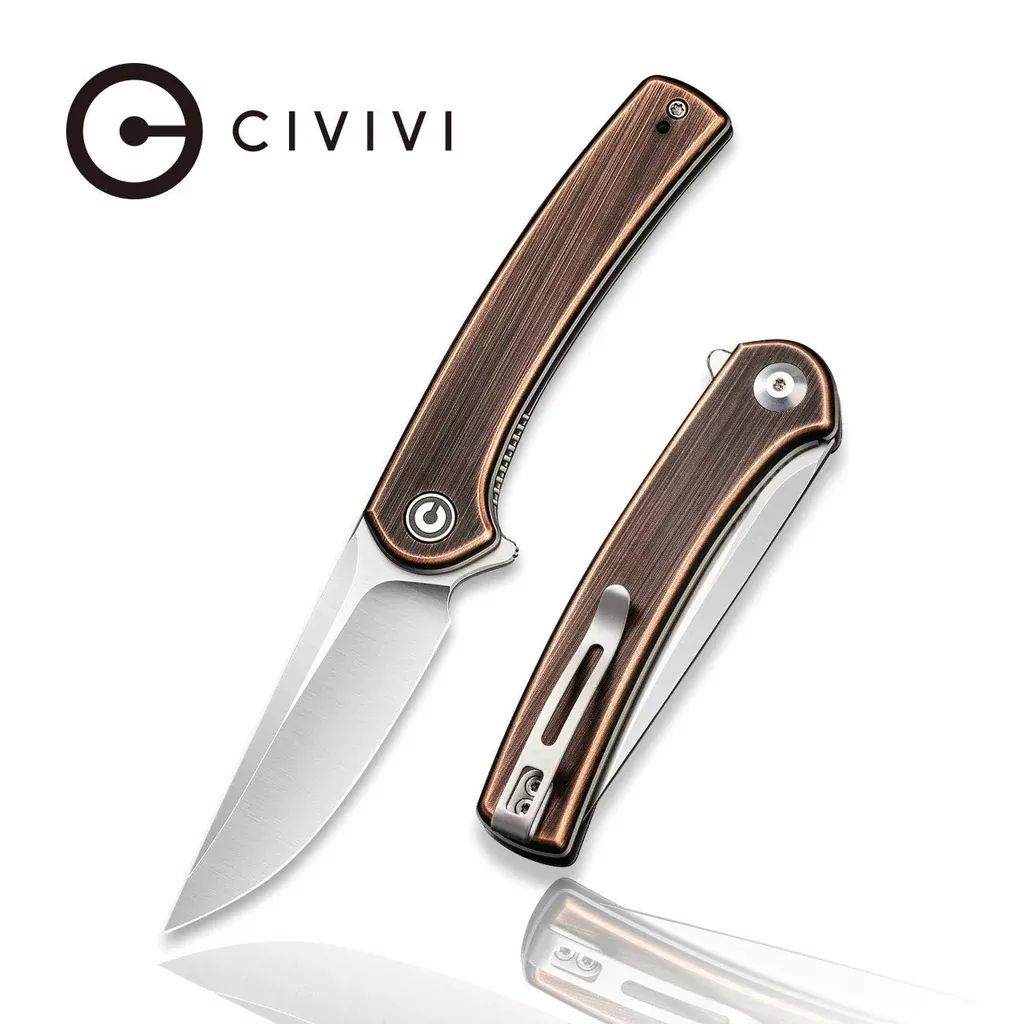 CIVIVI Mini Asticus Flipper Knife Copper Handle (3.25″ 10Cr15CoMoV Blade) C19026B-1