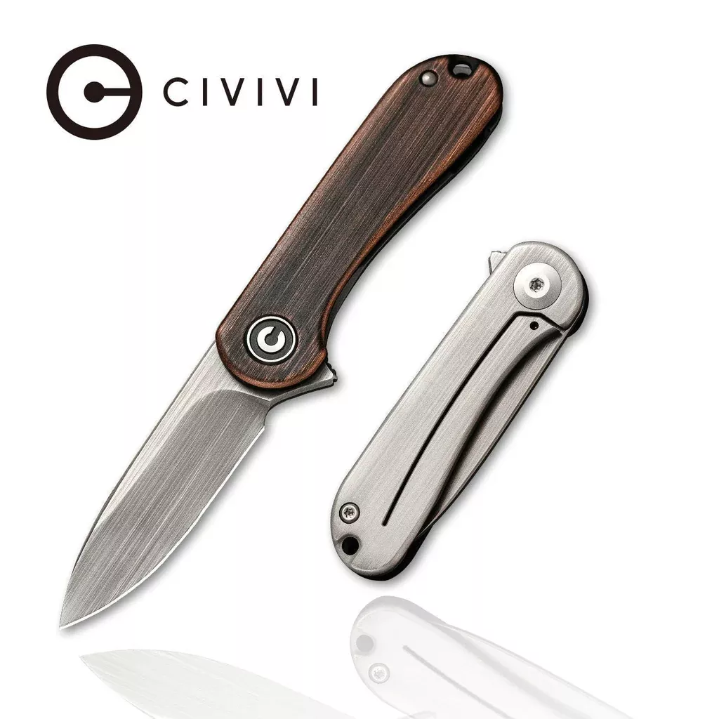 CIVIVI Mini Elementum Flipper Knife Copper Handle (1.83″ 14C28N Blade) C18062Q-2