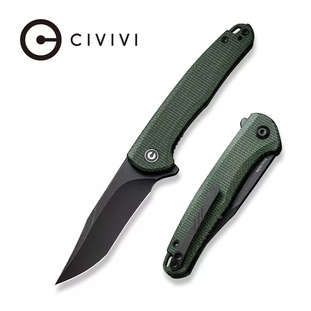 CIVIVI Mini Sandbar Flipper Knife Micarta Handle (2.95″ Nitro-V Blade) C20011-3