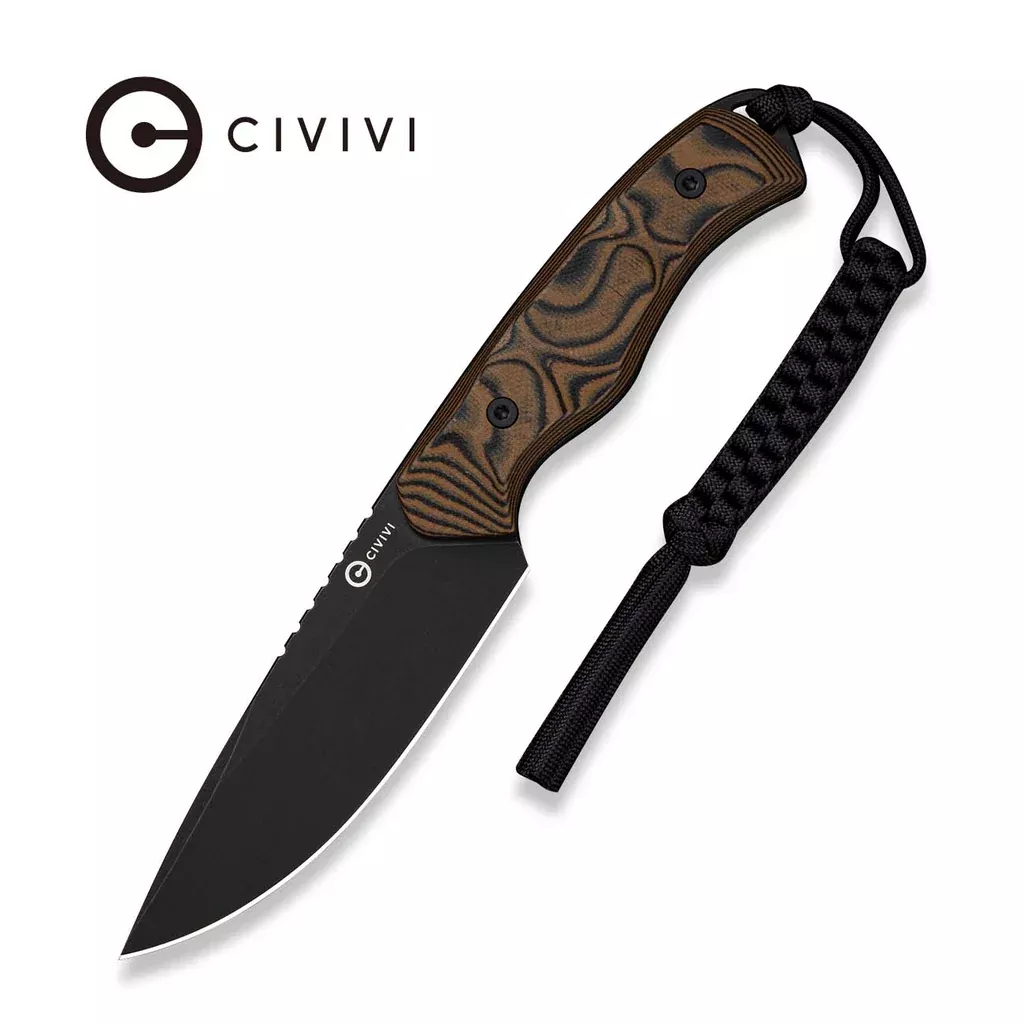 CIVIVI Nivren Fixed Blade Knife Black & Brown G10 Handle (3.75″ Black Stonewashed 14C28N Blade) C25103 Sample1