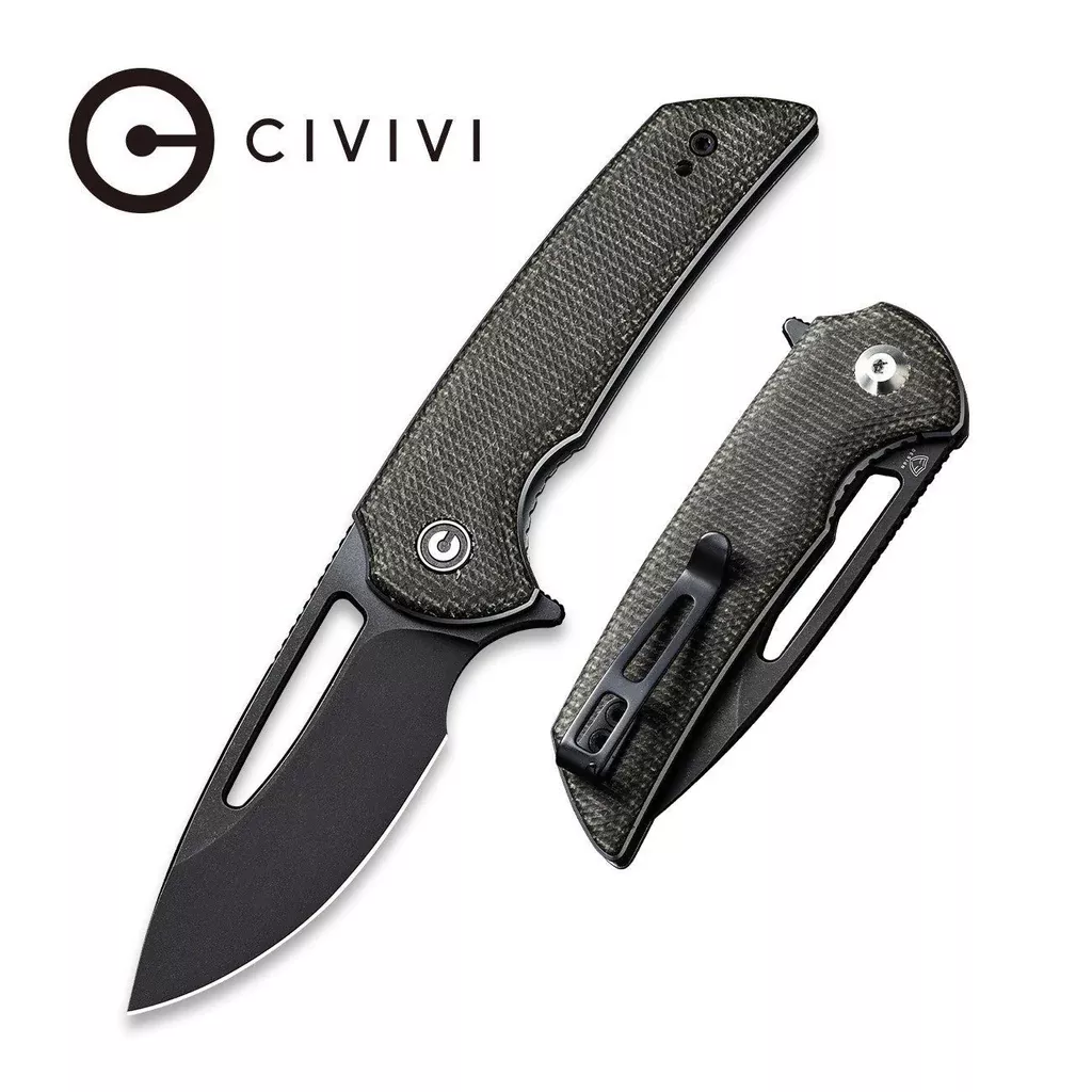 CIVIVI Odium Flipper & Thumb Hole Knife Micarta Handle (2.65″ D2 Blade) C2010G