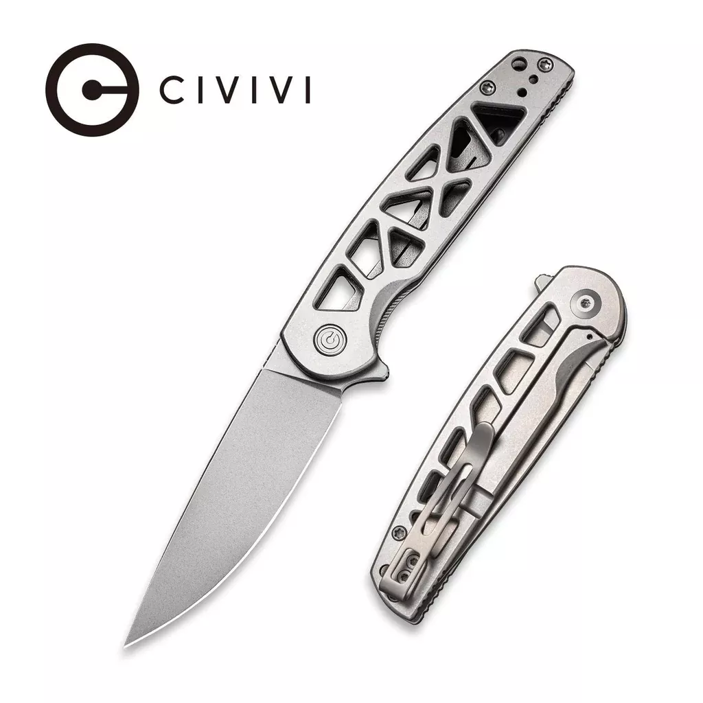 CIVIVI Perf Flipper Knife Stainless Steel Handle (3.12″ Nitro-V Blade) C20006-A