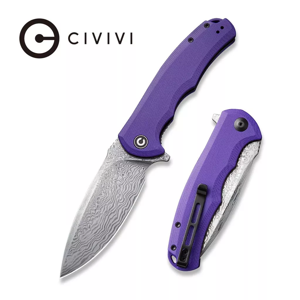 CIVIVI Praxis Flipper Knife G10 Handle (3.75″ Damascus Blade) C803DS-2