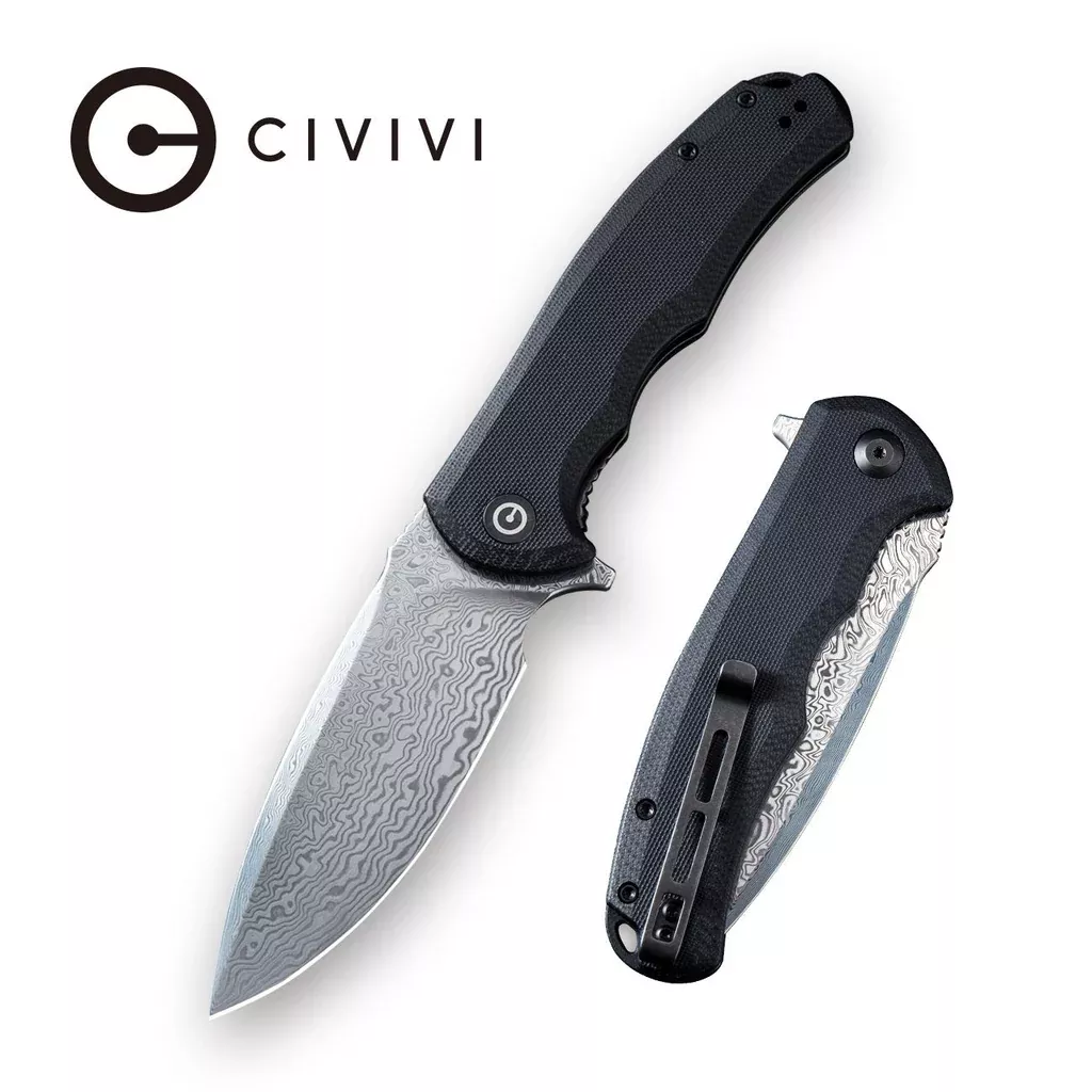 CIVIVI Praxis Flipper Knife G10 Handle (3.75″ Damascus Blade) C803DS