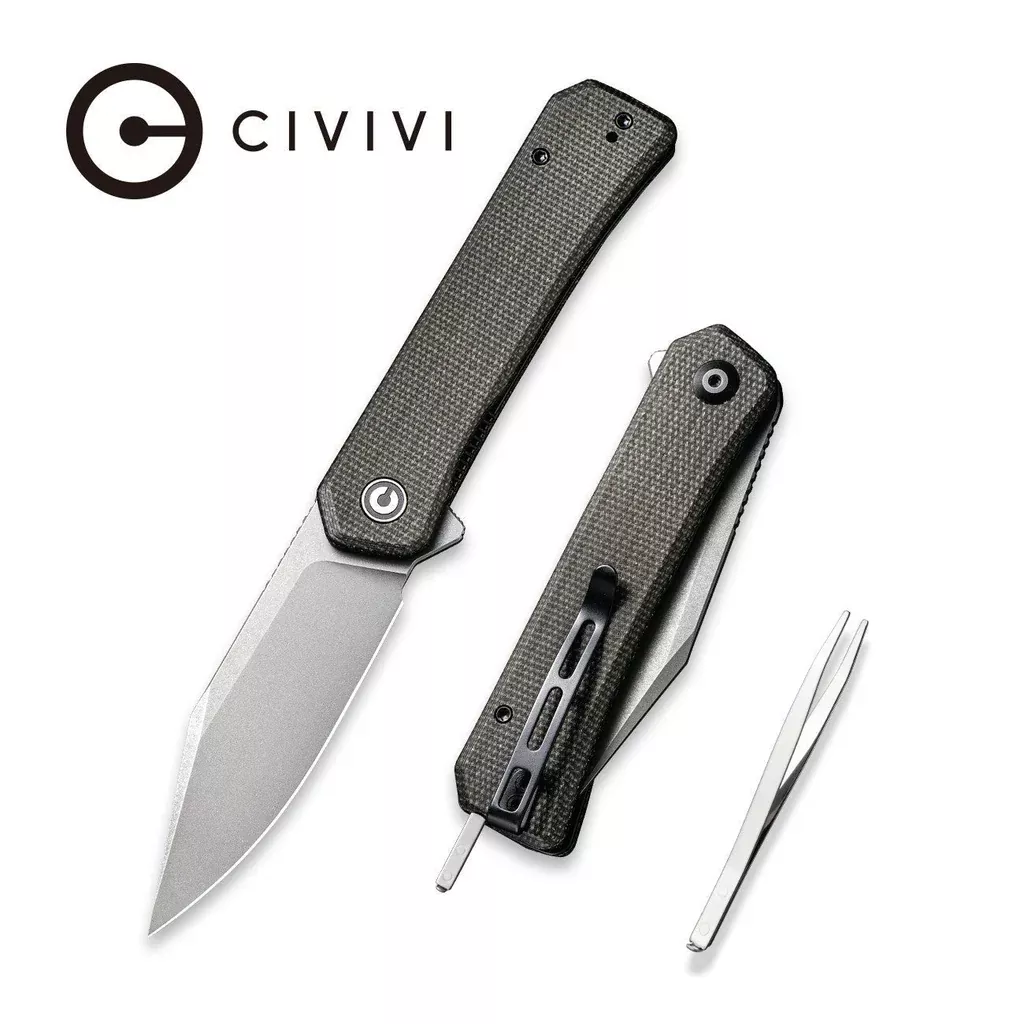 CIVIVI Relic Flipper Knife Micarta Handle (3.48″ Nitro-V Blade) C20077B-3