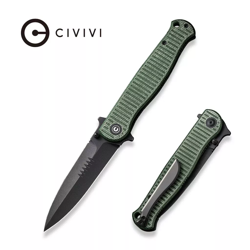 CIVIVI RS71 Flipper & Thumb Stud Knife Micarta Handle (4″ Nitro-V Blade) C23025-3