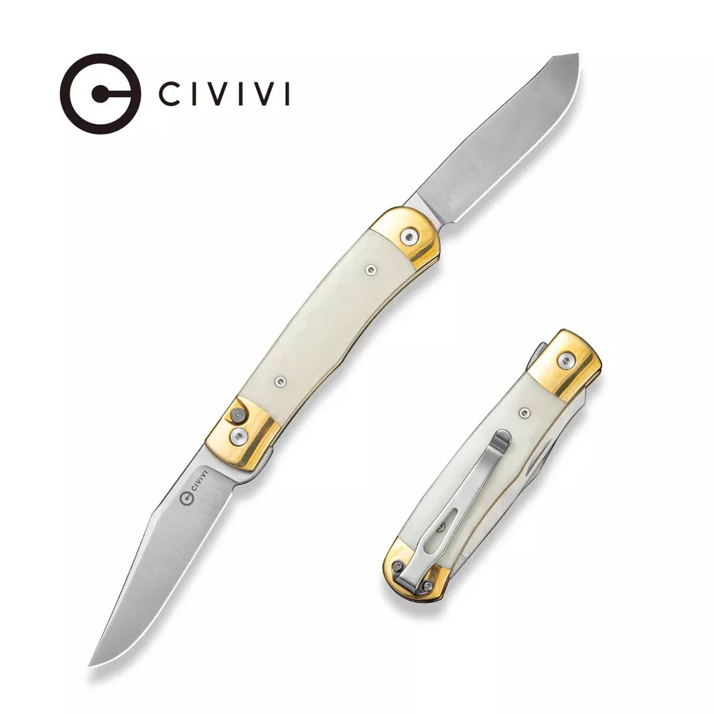 CIVIVI Sample Button Lock & Slip Joint Knife Nickel Silver With Bone Inlay (3.19″ Satin Finished 14C28N Blade) C24078 Sample2