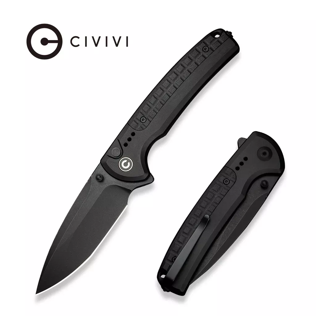 CIVIVI Sentinel Strike II Flipper & Thumb Stud & Button Lock Knife Aluminum & FRN Handle (3.7″ Nitro-V Blade) C22025D-1