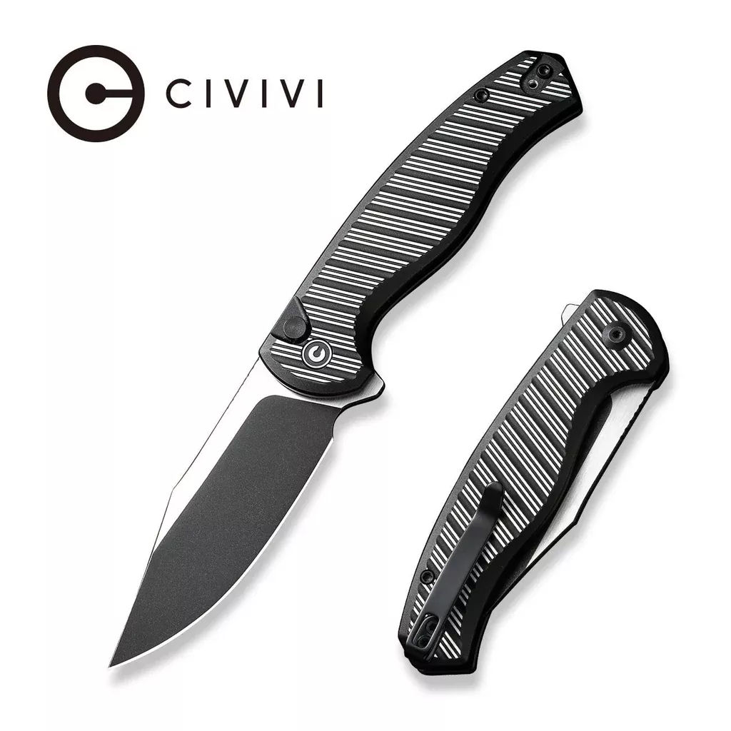 CIVIVI Stormhowl Flipper & Button Lock Knife Aluminum Handle (3.3″ Nitro-V Blade) C23040B-1