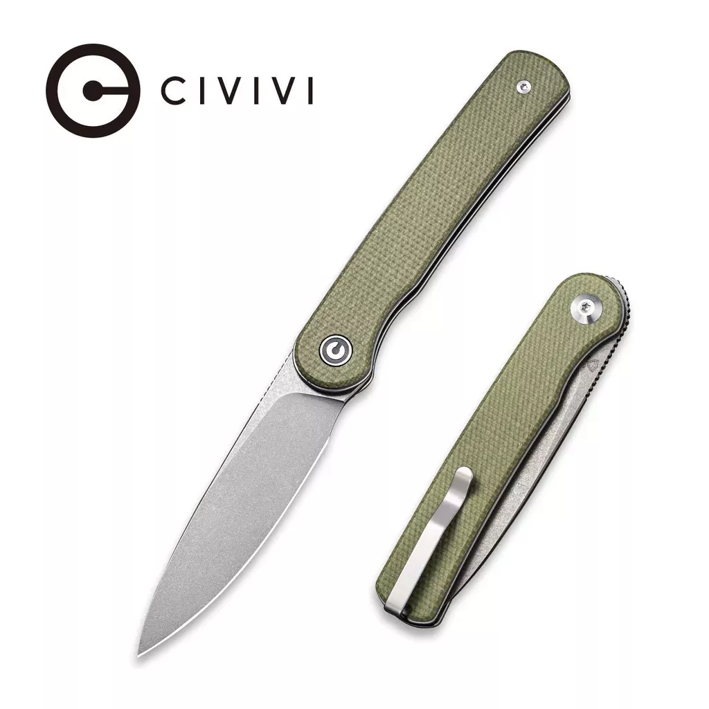CIVIVI Stylum Front Flipper & Slip Joint Knife Micarta Handle (2.96″ 10Cr15CoMoV Blade) C20010B-A