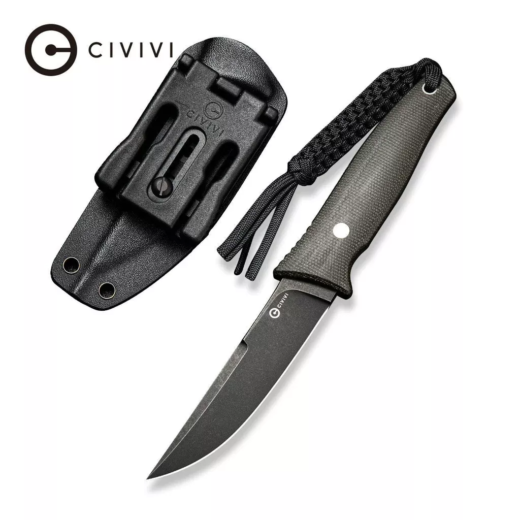 CIVIVI Tamashii Fixed Blade Knife Micarta Handle (4.07″ D2 Blade) C19046-4
