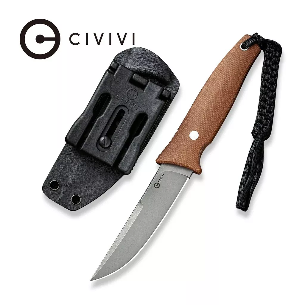 CIVIVI Tamashii Fixed Blade Knife Micarta Handle (4.07″ D2 Blade) C19046-5