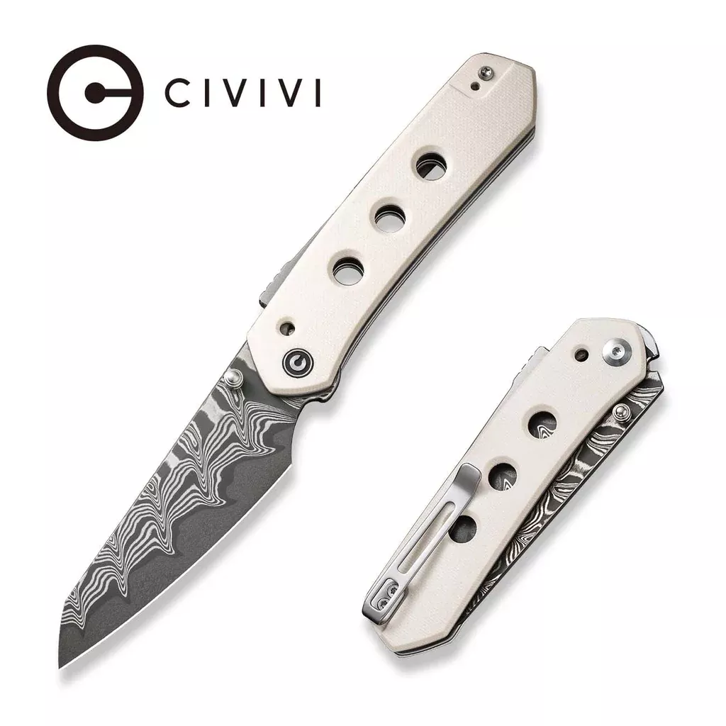 CIVIVI Vision FG Thumb Stud & Superlock Knife G10 Handle (3.54″ Damascus Blade) C22036-DS1