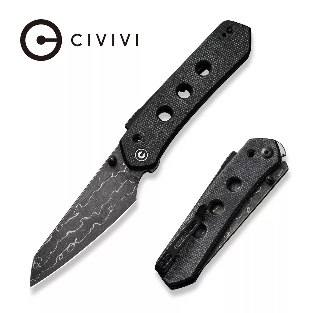 CIVIVI Vision FG Thumb Stud & Superlock Knife Micarta Handle (3.54″ Damascus Blade) C22036-DS2