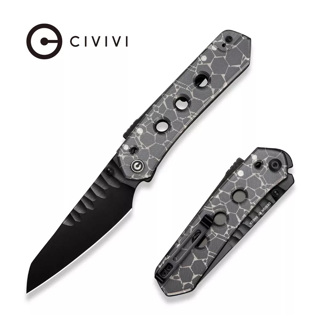 CIVIVI Vision FG Thumb Stud & Superlock Knife Polished Clear Lexan Handle (3.54″ Black CPM S35VN Blade) C22036-2025 BSW2