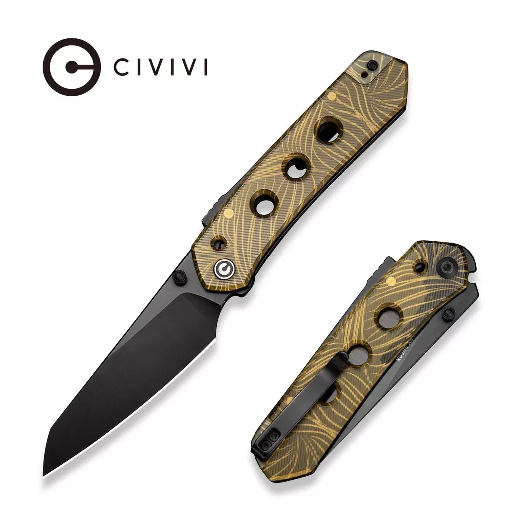 CIVIVI Vision FG Thumb Stud & Superlock Knife Polished Ultem Handle (3.54″ Black Nitro-V Blade) C22036-2025 BSW1