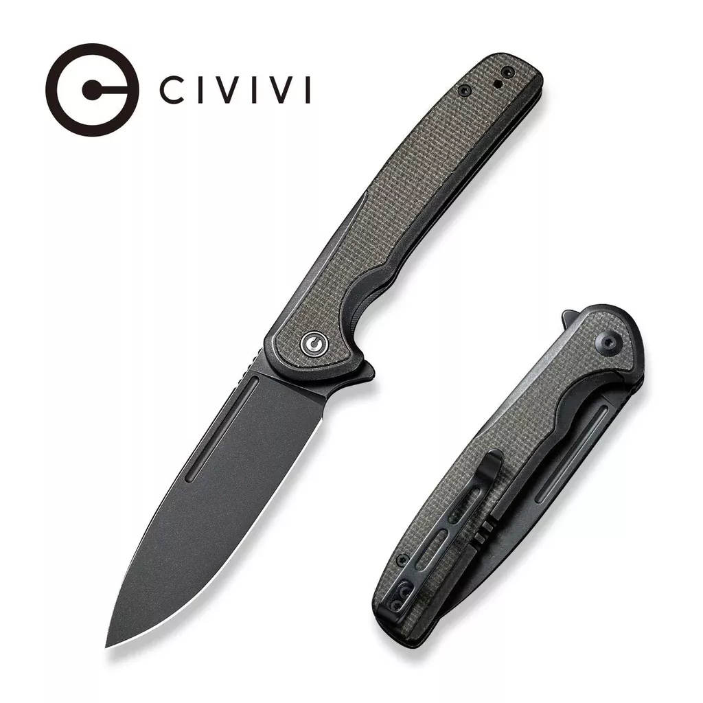 CIVIVI Voltaic Flipper Knife Stainless Steel Handle & Micarta Handle (3.48″ 14C28N Blade) C20060-3