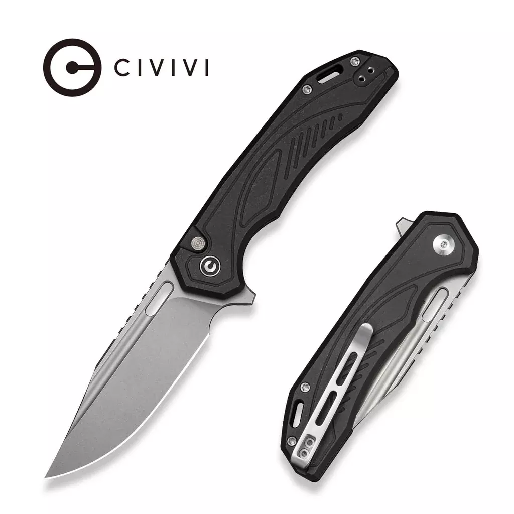 CIVIVI Zelthara Flipper & Thumb Hole Knife Black Magnesium Handle (3.3″ Stonewashed 14C28N Blade) C25076 Sample1