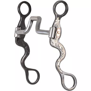 CLASSIC EQUINE Floral Scroll Tool Box Cavalry Shank Bit with Square Hinge Port (TBBIT38CS70)