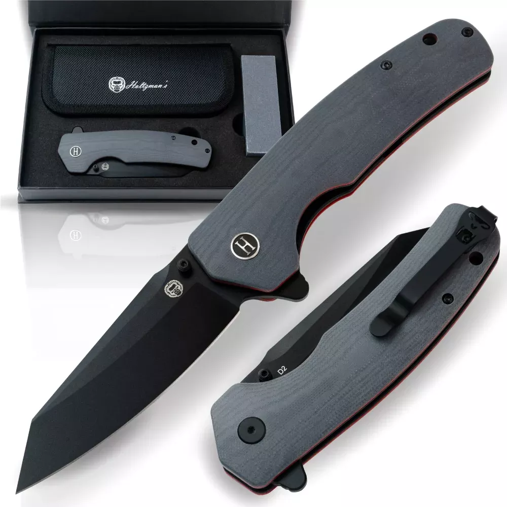 The Clip Point Folding Pocket Knife Giftset for Men and Women (Grey and Red)