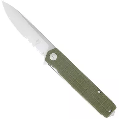 Cobratec Medium Cayden Drop Knife Serrated Folding Blade Od Green