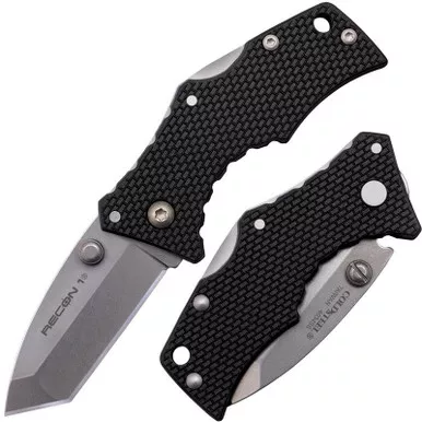 Cold Steel 27DT Micro Recon 1 Folding Knife 2.00" 4034SS Tanto Plain Edge Blade, Black Griv-Ex™ Handle