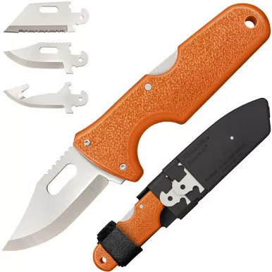 Cold Steel Click-N-Cut Knife 2.50" 420J2 Multiple Blades, Orange ABS Handle