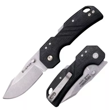 Cold Steel FL-25DPLCZ Engage EDC Knife 2.50" 4116SS Clip Point Plain Edge Blade, Black GFN Handle