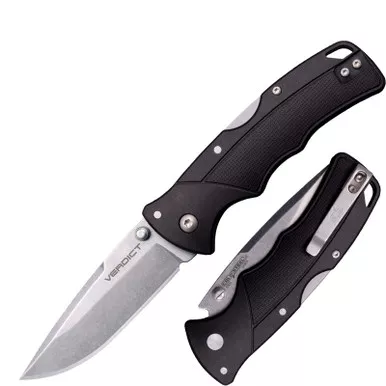 Cold Steel Verdict Folding Knife 3.00" 4116SS Spear Point Plain Edge Blade, GFN Handle