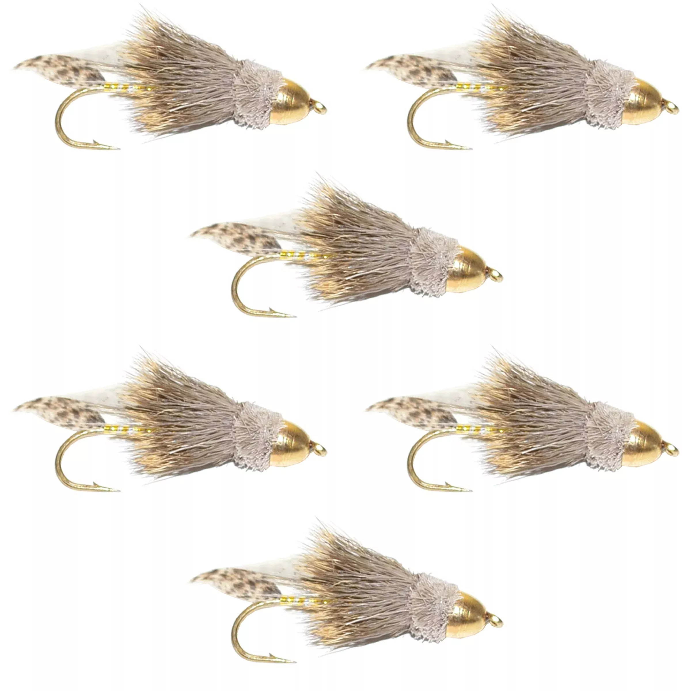 Cone Head Muddler Minnow Trout and Bass Streamer Fly – 6 Flies Hook Size 6