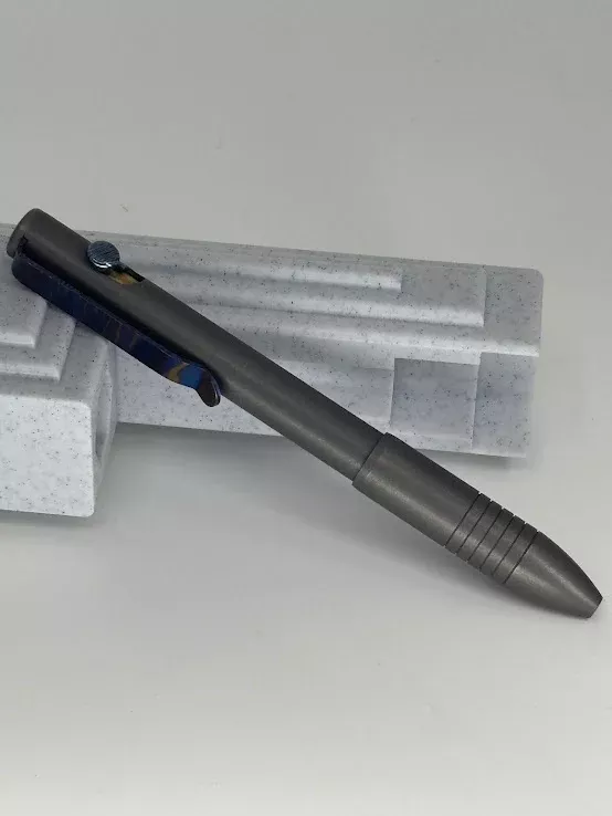 *Consignment* Big Idea Design Stonewash Titanium Bolt-Action Ballpoint Pen