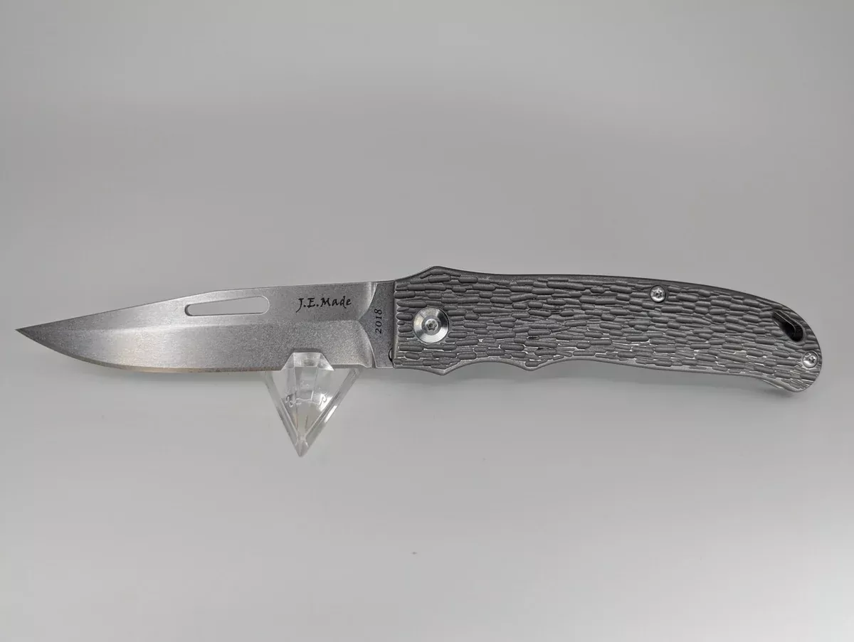 *Consignment* J.E. Made New York Special Jigged Titanium Slip Joint !No Clip!