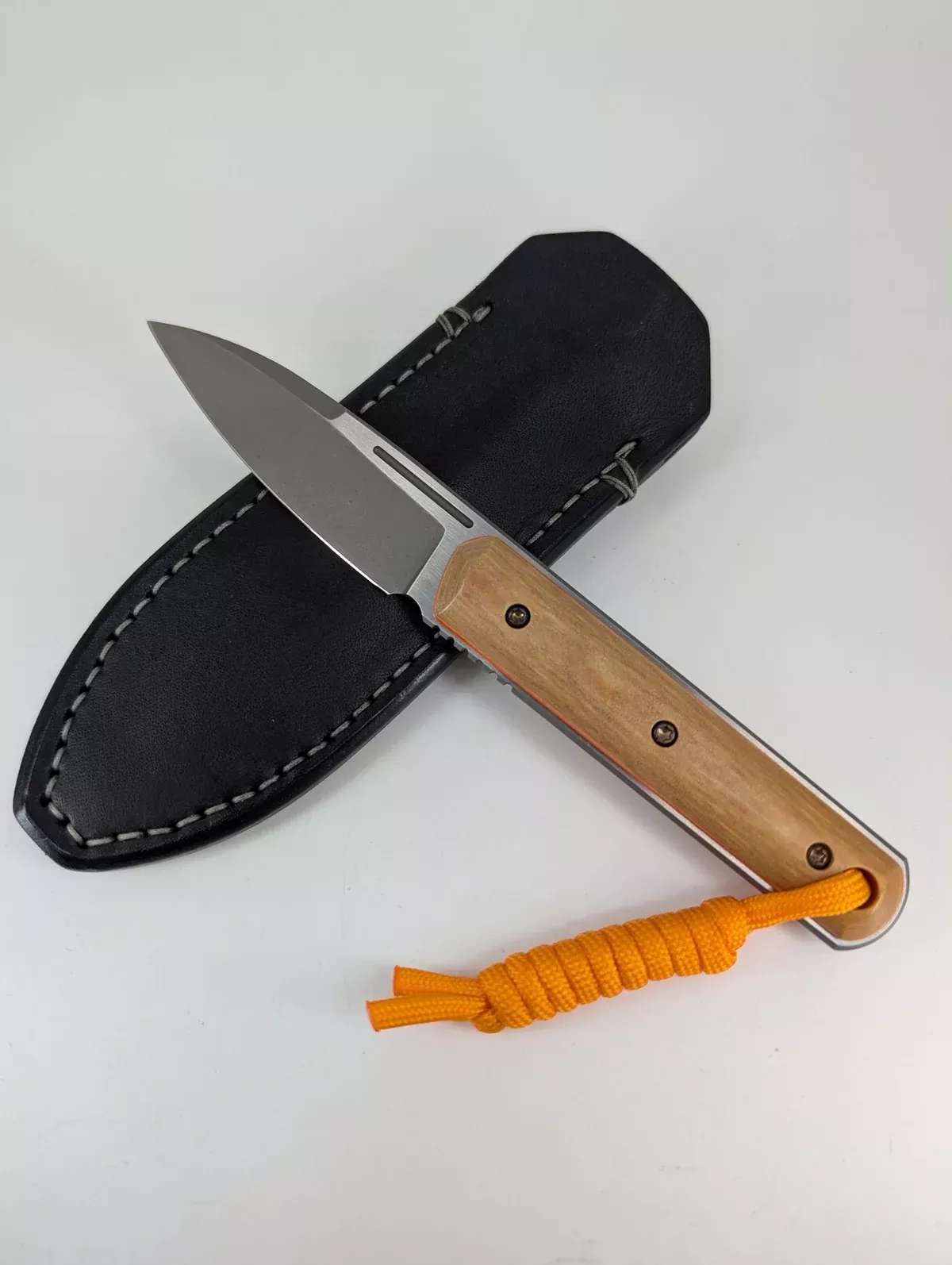*Consignment* Justin Lundquist Custom Feist Fixed Blade Knife w/ Olive Wood Scales & Magnacut Blade