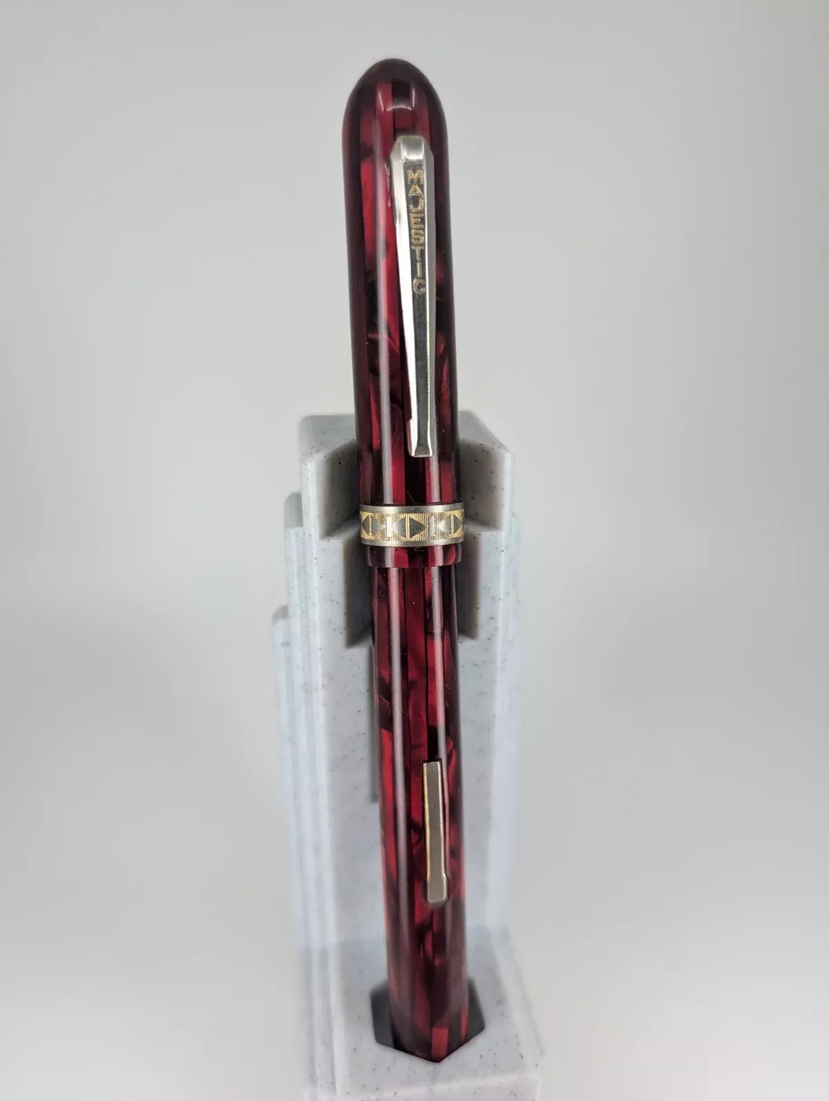 *Consignment* Majestic Ruby Red Celluloid Vintage Fountain Pen 14k Gold Fine Nib