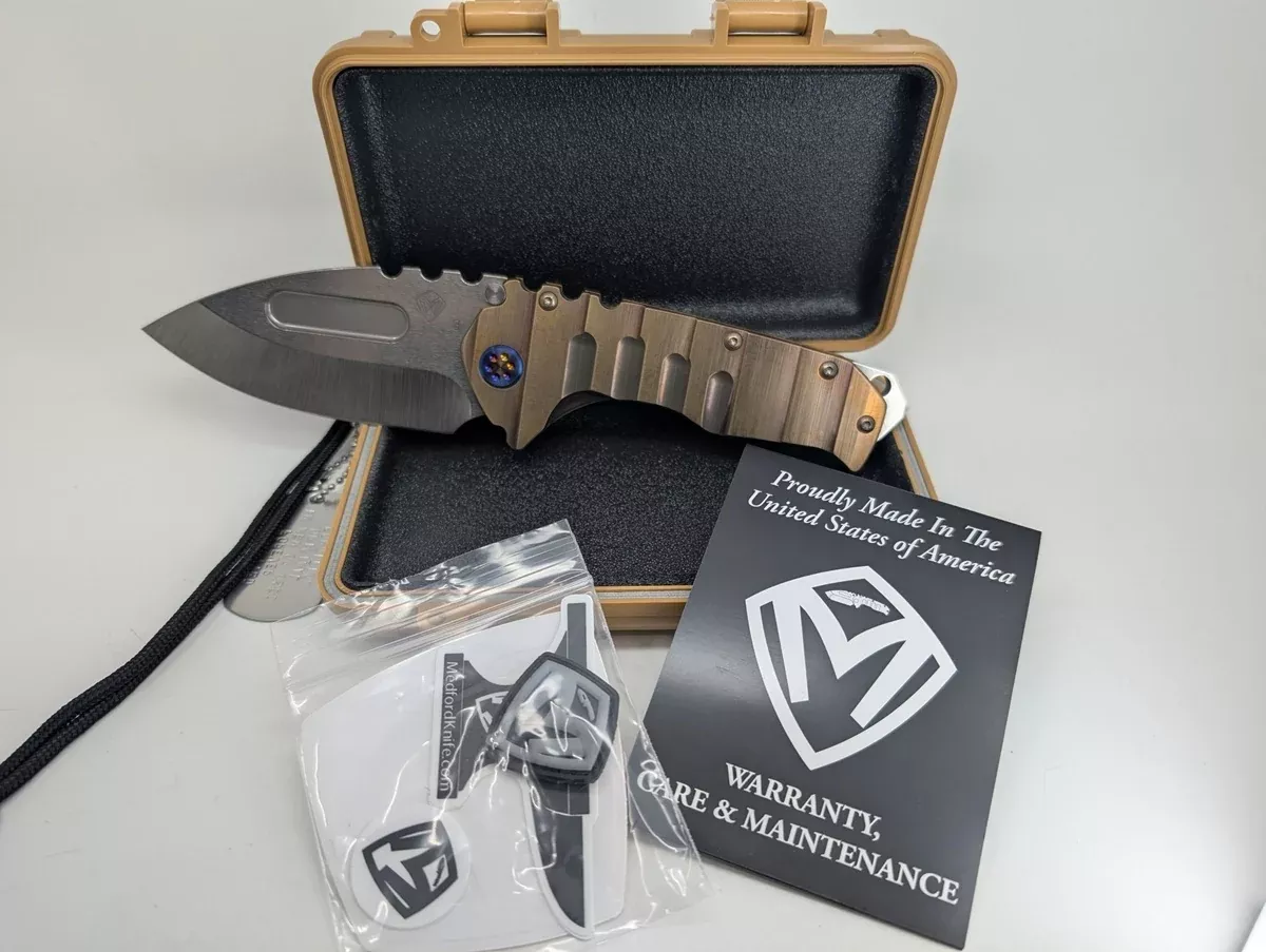 *Consignment* Medford Praetorian Bronze "Steps" Drop Point 3V Framelock Folding Knife