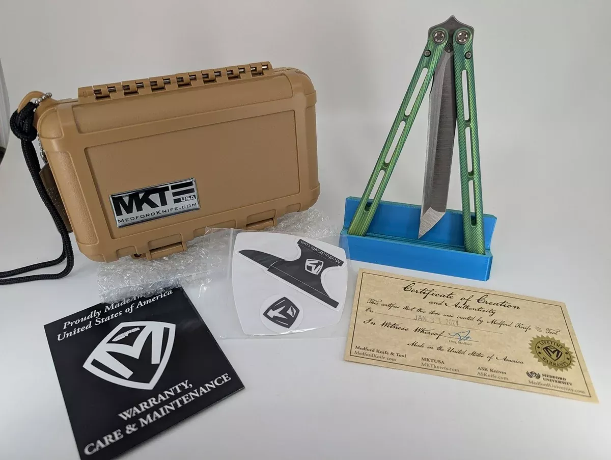 *Consignment* Medford Viceroy Tanto Green Titanium Live Blade Balisong