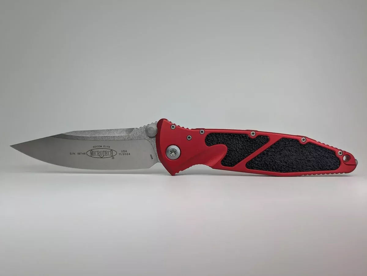 *Consignment* Microtech Socom Elite S/E Red Stonewash Manual Folding Knife