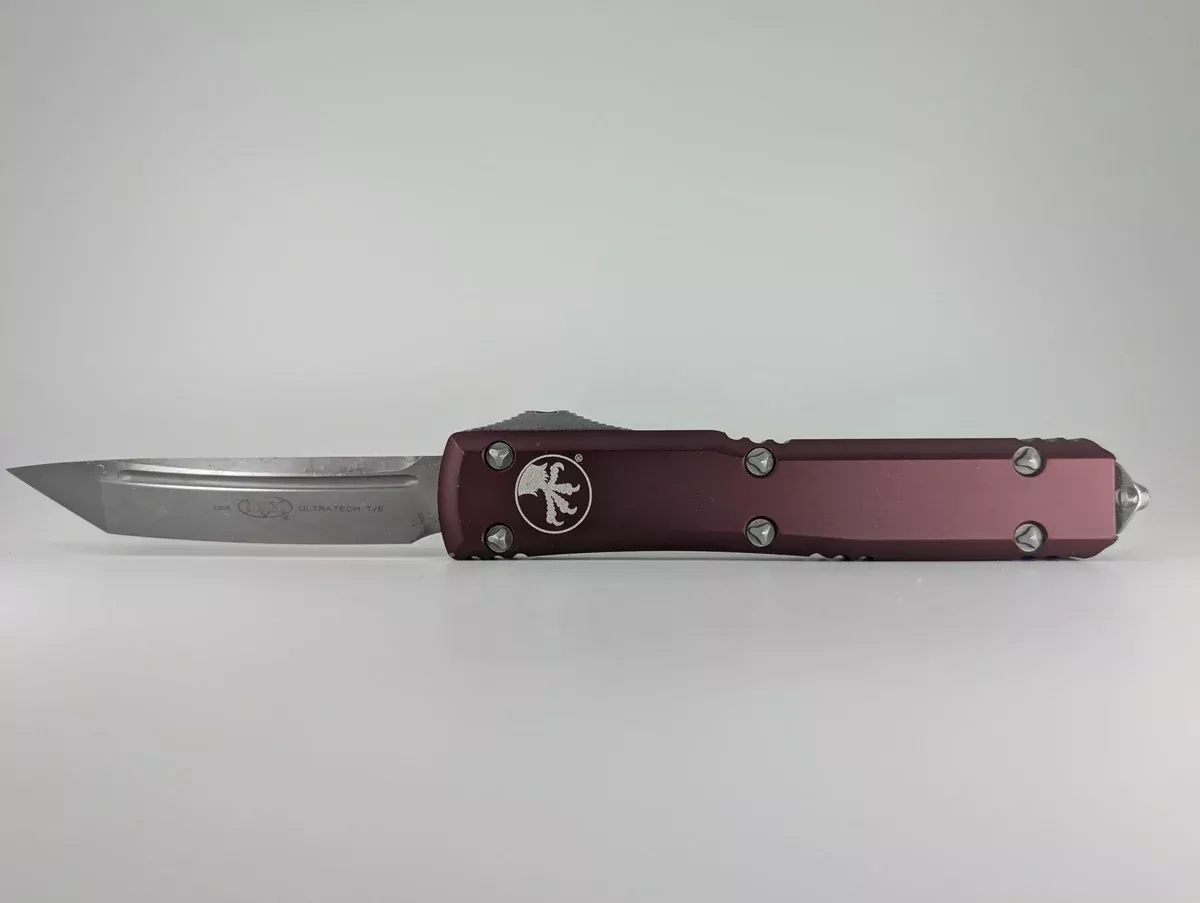 *Consignment* Microtech T/E Ultratech Maroon Apocalyptic Out the Front Knife