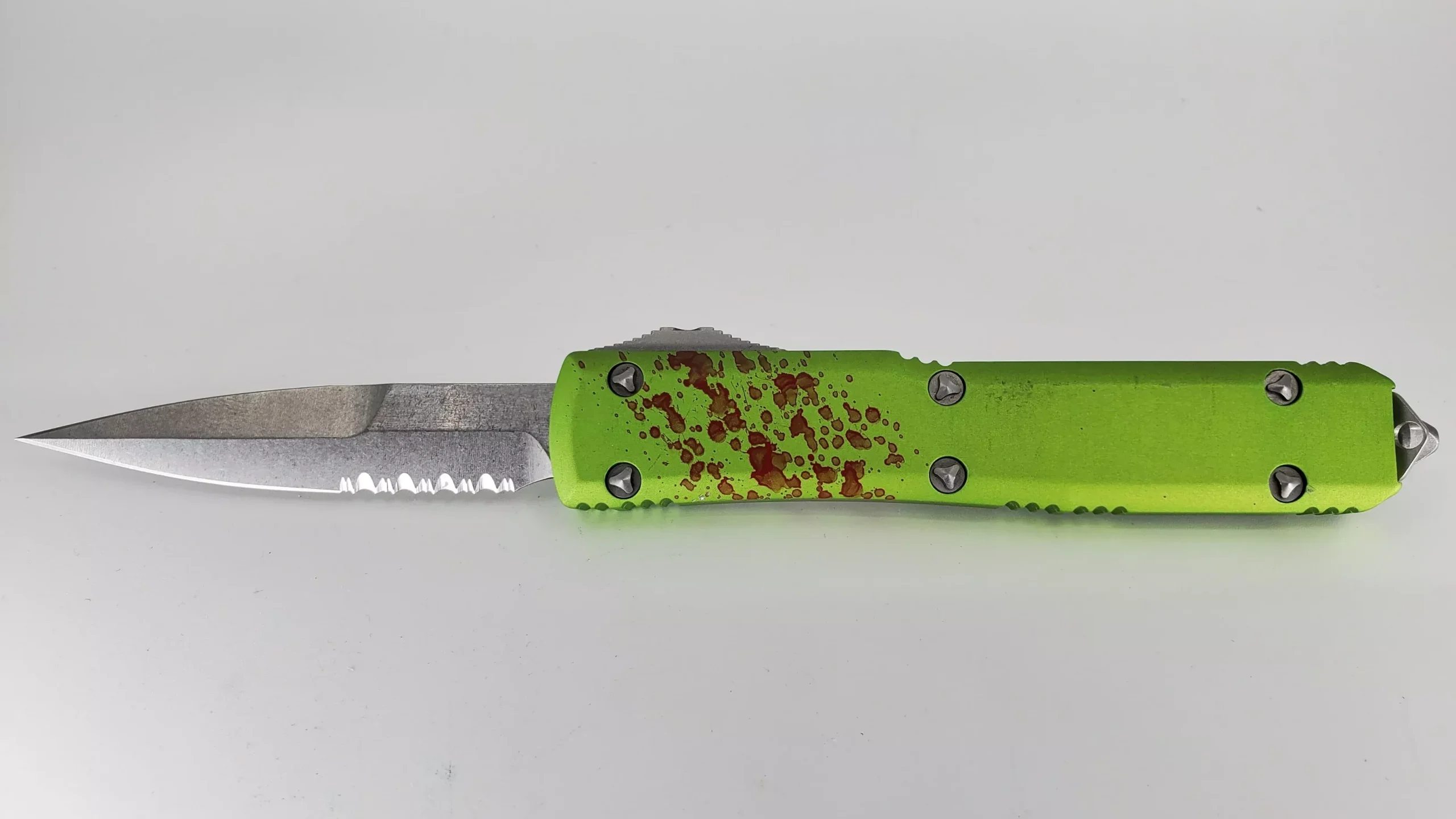 *Consignment* Microtech Ultratech Zombie Tech Bowie Partial Serrated Out the Front Knife