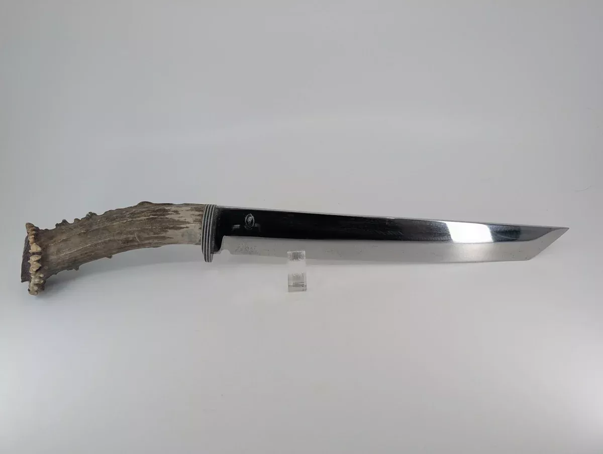 *Consignment* Oleg Krymlin 9in. Tanto Stag Handle Fixed Blade Knife