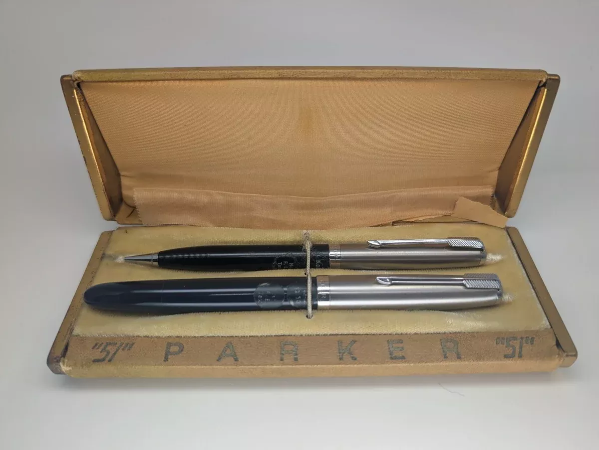 *Consignment* Parker “51” Teal Fountain Pen Stub Nib / Mechanical Pencil Set