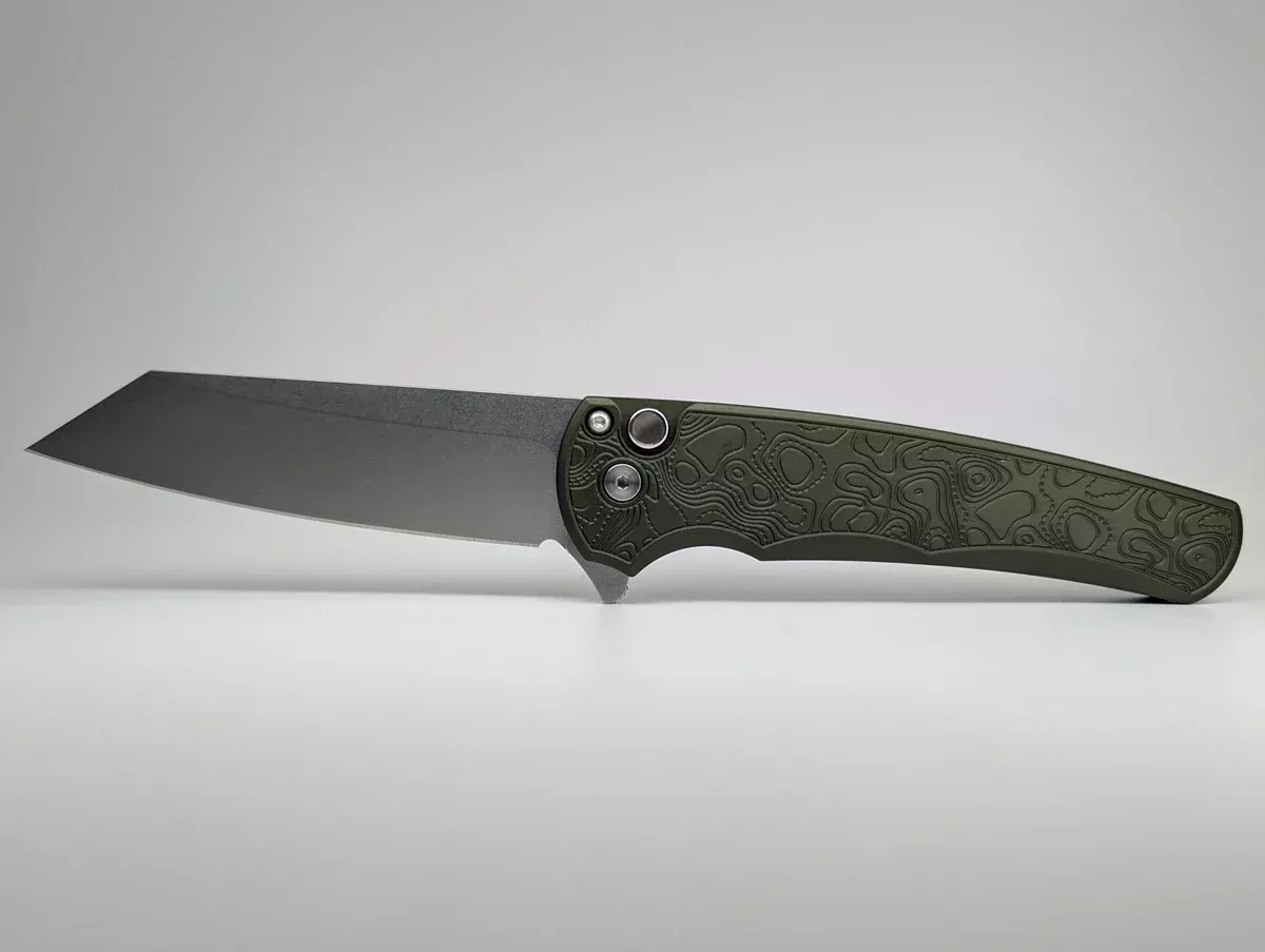 *Consignment* Protech Malibu Green Topo Buttonlock Folding Knife