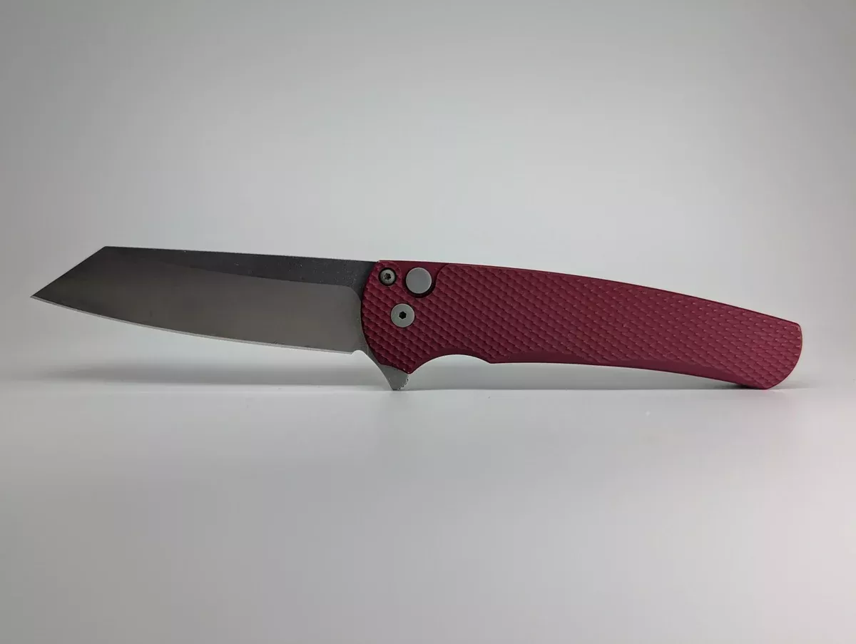 *Consignment* Protech Malibu Maroon Magnacut Stonewash Buttonlock Folding Knife