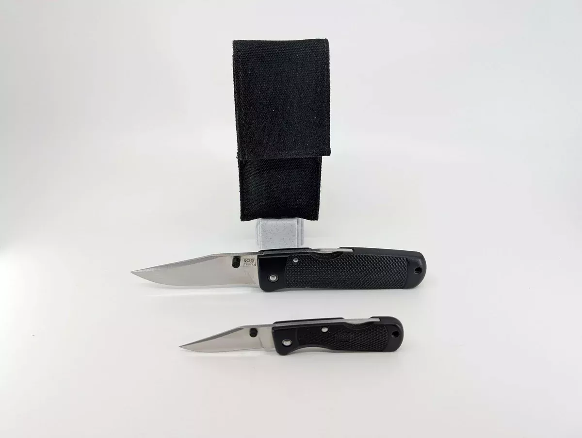 *Consignment* SOG Knives S16 Air Thumb Stud Folder 3″ Blade and SOG 2″ Lockback Knife Set