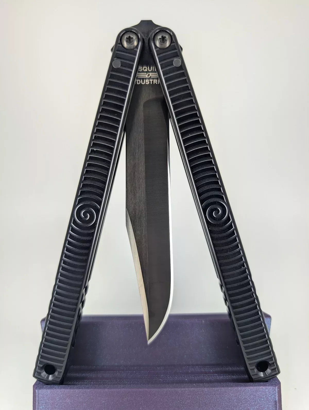 *Consignment* Squid Industries Blade Show 2023 Krake Raken v3 Black Wave Bowie Inked Live Blade Balisong