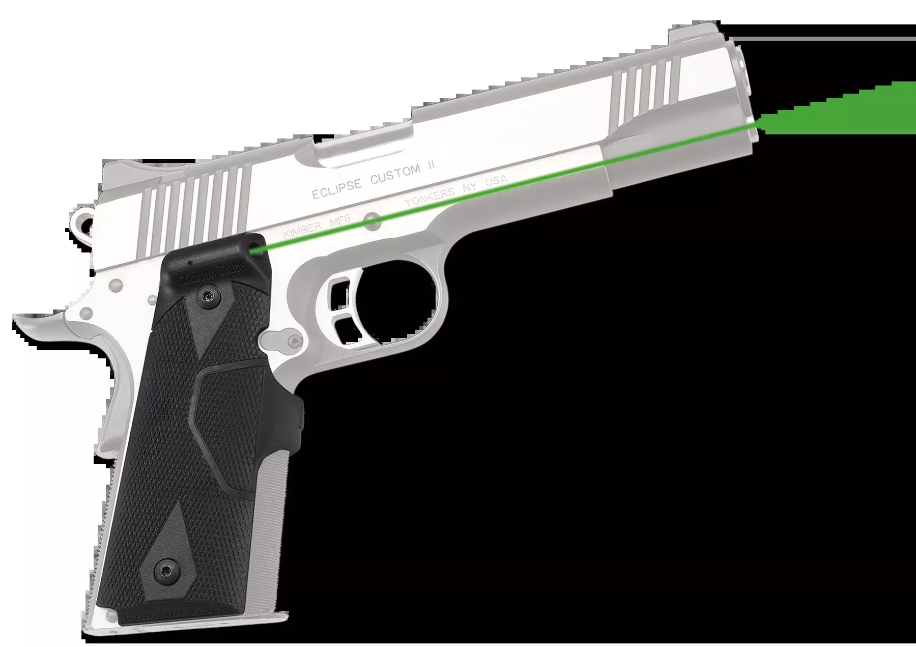 Crimson Trace Lasergrips Green Laser for 1911 Government/Commander, Front Instinctive Activation, 0141001
