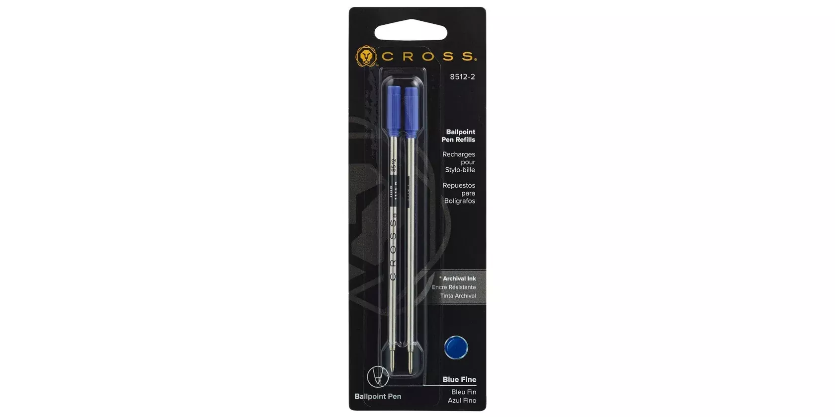Cross Ballpoint Refill 8512-2 Blue Fine 2pk